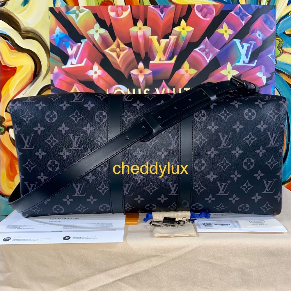 🖤🖤🖤AUTHENTIC LV KEEPALL BANDOULIÈRE 45 ECLIPSE - Picture 4 of 15